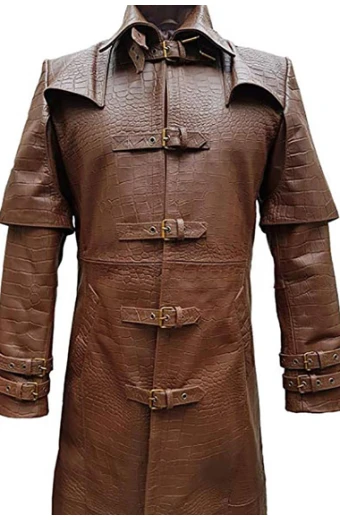 Hugh Jackman Van Helsing Brown Leather Belted Long Trench Coat hugh-jackman-van-helsing-coat