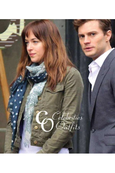 Fifty Shades Of Grey Dakota Johnson Green Cotton Jacket