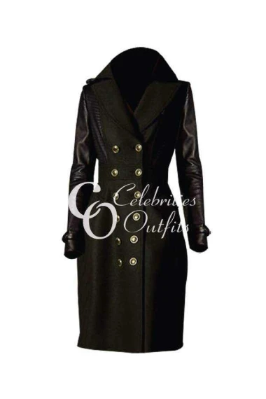 Jennifer Lawrence Trench Black Designer Leather Coat