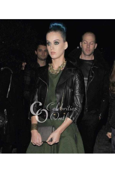 Katy Perry Black Biker Quilted Leather Jacket