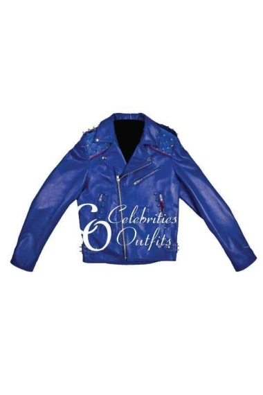 rita-ora-studded-blue-biker-jacket