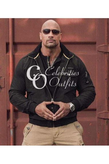 Dwayne Johnson The Rock Black Bomber Cotton Jacket