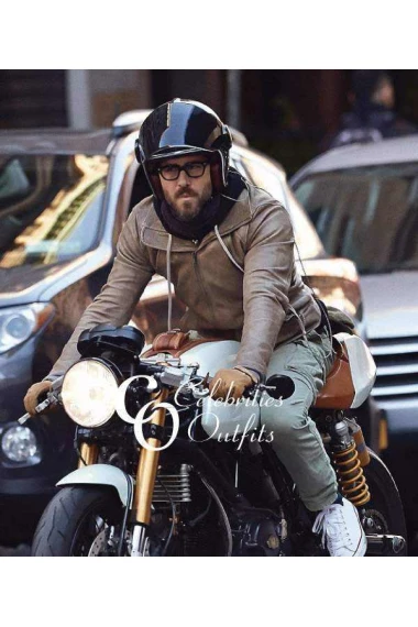 Ryan Reynolds Stylish Brown Motorcycle Leather Jacket