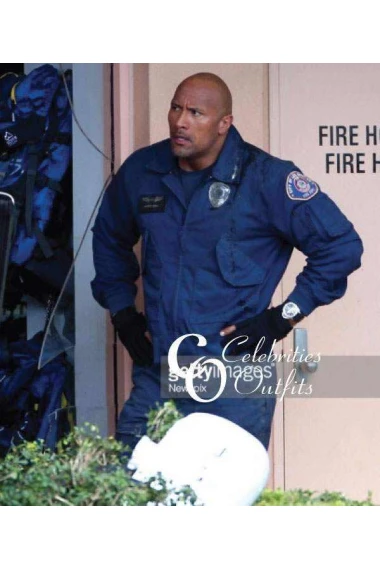 Dwayne Johnson San Andreas Blue Cotton Bomber Jacket