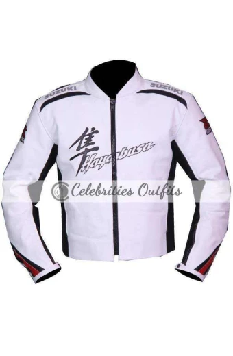 Suzuki Hayabusa Leather Jacket suzuki-hayabusa-white-biker-jacket