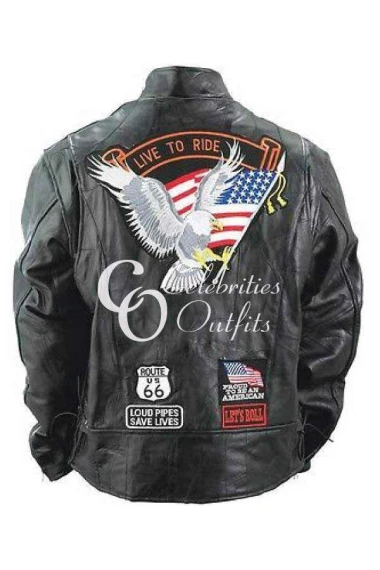 Men's Live To Ride Black Biker Leather Jacket
