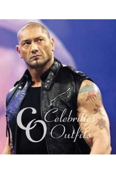 Dave Batista WWE Wrestling Black Leather Jacket Vest