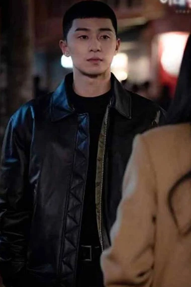 Park Seo Joon Park Sae Ro Yi Itaewon Class Black Bomber Jacket