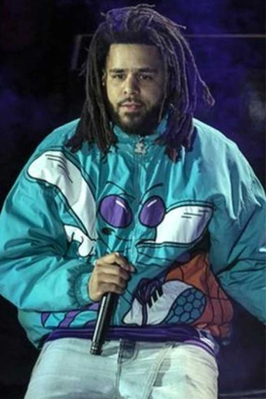 Charlotte Hornets NBA All Star Game J Cole Blue Bomber Jacket