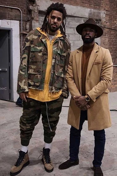 Mens Casual J Cole Bomber Army Green Camouflage Cotton Jacket