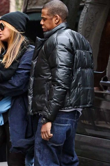 Mens Jay Z Casual Bomber Black Parachute Quilted Puffer Jacket
