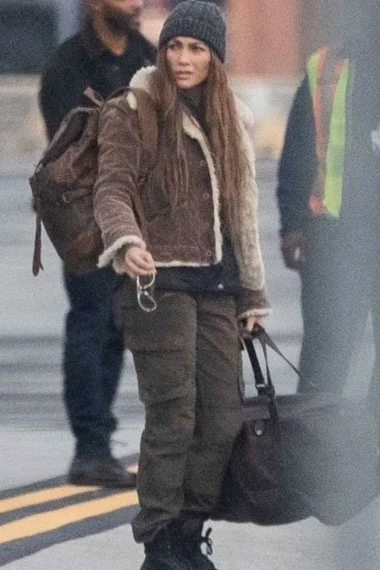 The Mother TV Series Jennifer Lopez Brown Corduroy Fur Jacket