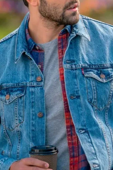 Chesapeake Shores Jesse Metcalfe Trace Riley Blue Denim Jacket