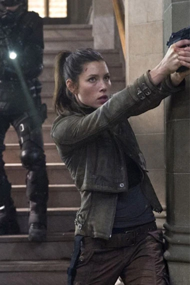 Total Recall Jessica Biel Melina Distressed Leather Jacket