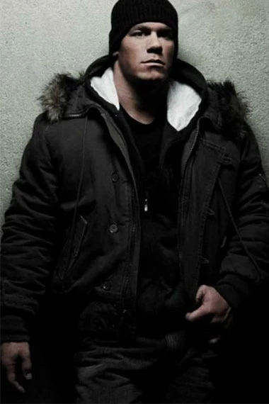 Mens John Cena Casual Bomber Black Cotton Fur Hooded Jacket