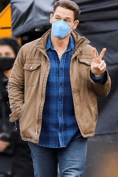 John Cena Peacemaker Mens Casual Bomber Brown Cotton Jacket