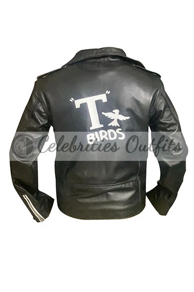 Grease John Travolta Danny Zuko T-Birds Black Bomber Jacket grease-john-travolta-leather-jacket