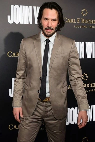 John Wick Chapter 2 Event Keanu Reeves Shiny Grey Suit Tuxedo