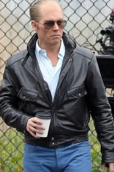 Black Mass Johnny Depp Whitey Bulger Black Leather Jacket