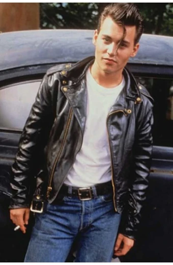 Johnny Depp Wade Walker Cry Baby Motorcycle Leather Jacket johnny-depp-cry-baby-biker-jacket