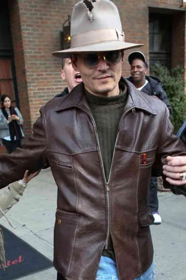 Charles Mortdecai Johnny Depp Mortdecai Brown Leather Jacket mortdecai-johnny-depp-leather-jacket