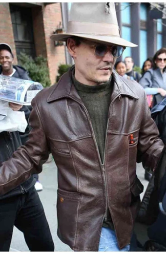Charles Mortdecai Johnny Depp Mortdecai Brown Leather Jacket mortdecai-johnny-depp-leather-jacket