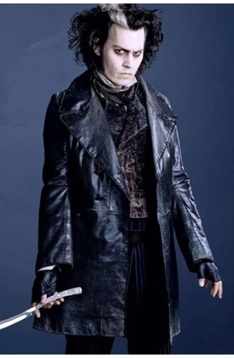 The Demon Barber of Fleet Street Johnny Depp Sweeney Todd Coat sweeney-todd-johnny-depp-leather-jacket