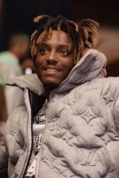 Juice WRLD Street Casual Mens Grey Wool Quilted Puffer Jacket