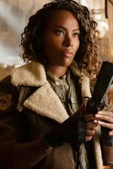 Kayla Watts Jurassic World DeWanda Wise Brown Leather Jacket