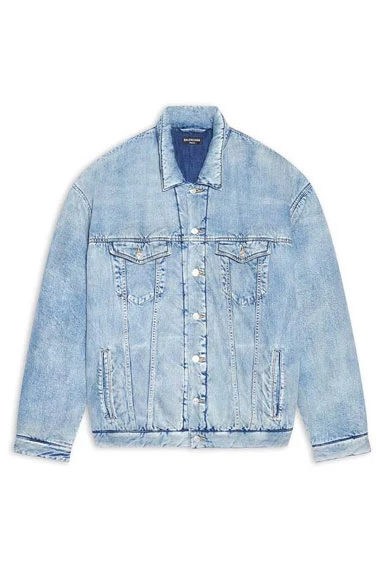Mens Kanye Omari West Balenciaga Bomber Blue Denim Jacket