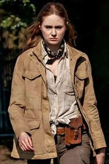 Karen Gillan The Bubble Movie Carol Cobb Beige Cotton Jacket