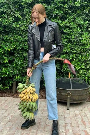Karen Gillan Stunning Women Black Leather Motorcycle Jacket