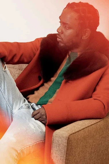Casual Mens Kendrick Lamar GQ Orange Wool Fur Trench Coat