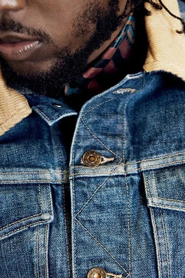 Mens GQ Kendrick Lamar Street Casual Bomber Blue Denim Jacket
