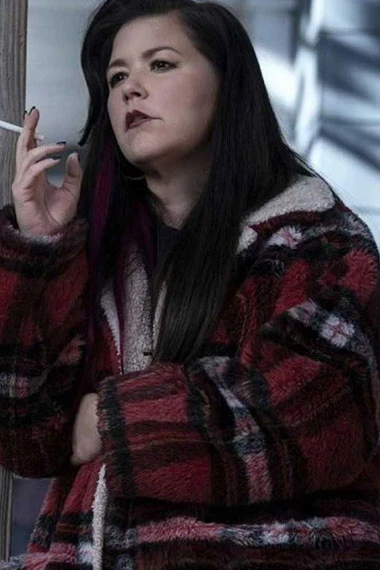Mary Inboden Kevin Can Fuck Himself Checked Red Fur Plaid Coat