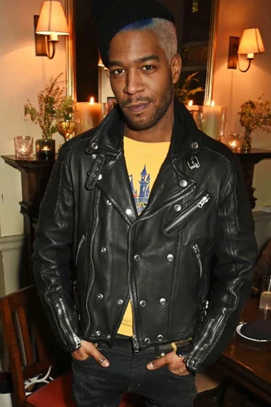 Mens Kid Cudi Street Style Casual Biker Black Leather Jacket