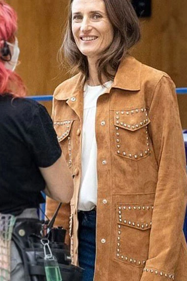 Killing Eve Camille Cottin Helene Brown Suede-Leather Jacket
