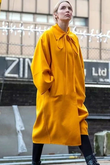 Villanelle Killing Eve TV Series Jodie Comer Yellow Wool Coat