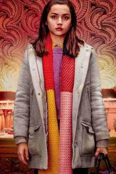 Knives Out Ana De Armas Marta Cabrera Bomber Grey Wool Coat