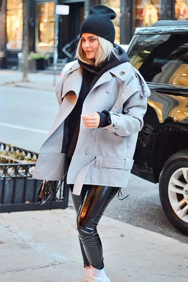 Womens Kylie Jenner Street Style Casual Grey Cotton Jacket