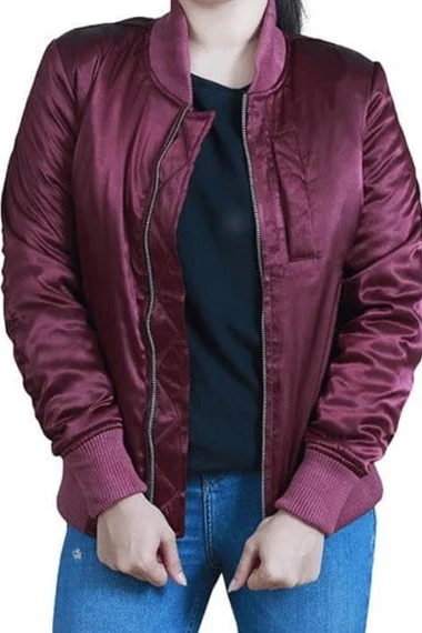 Nancy McKenna Jessica Alba LAs Finest Maroon Bomber Jacket