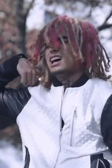 Lil Pump Flex Like Ouu Quilted Black and White Leather Jacket lil-pump-flex-like-ouu-quilted-jacket