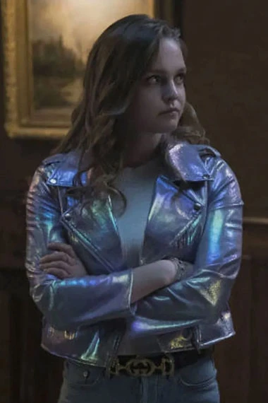 Hallea Jones Eden Hawkins Locke And Key Silver Leather Jacket