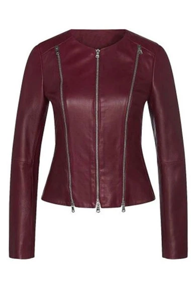 Issa Rae The Lovebirds Leilani Biker Maroon Leather Jacket