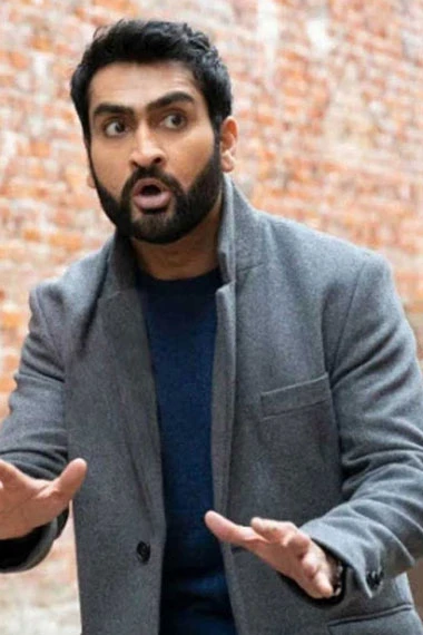 Jibran The Lovebirds Kumail Nanjiani Casual Grey Wool Coat
