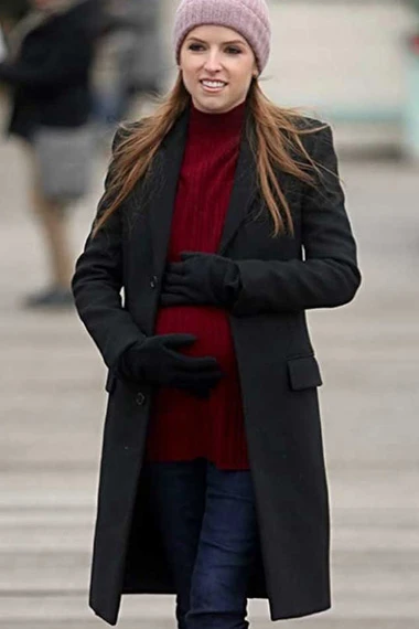 Darby Carter Anna Kendrick Love Life Black Wool Trench Coat