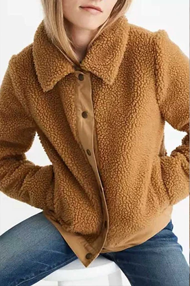 Darby Carter Anna Kendrick Love Life Brown Sherpa Jacket