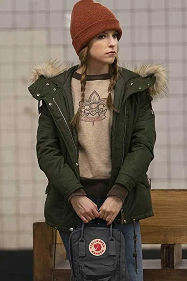 Darby Carter Anna Kendrick Love Life Green Fur Hooded Jacket
