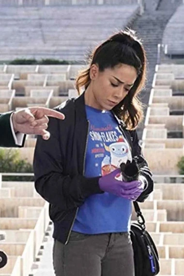 Ella Lopez Lucifer Aimee Garcia Bomber Black Cotton Jacket