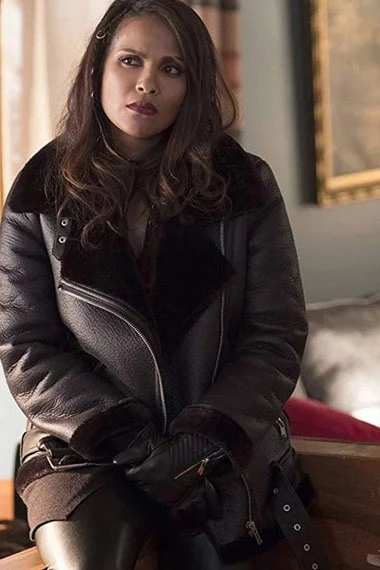 Lucifer Lesley-Ann Brandt Mazikeen Black Shearling Jacket